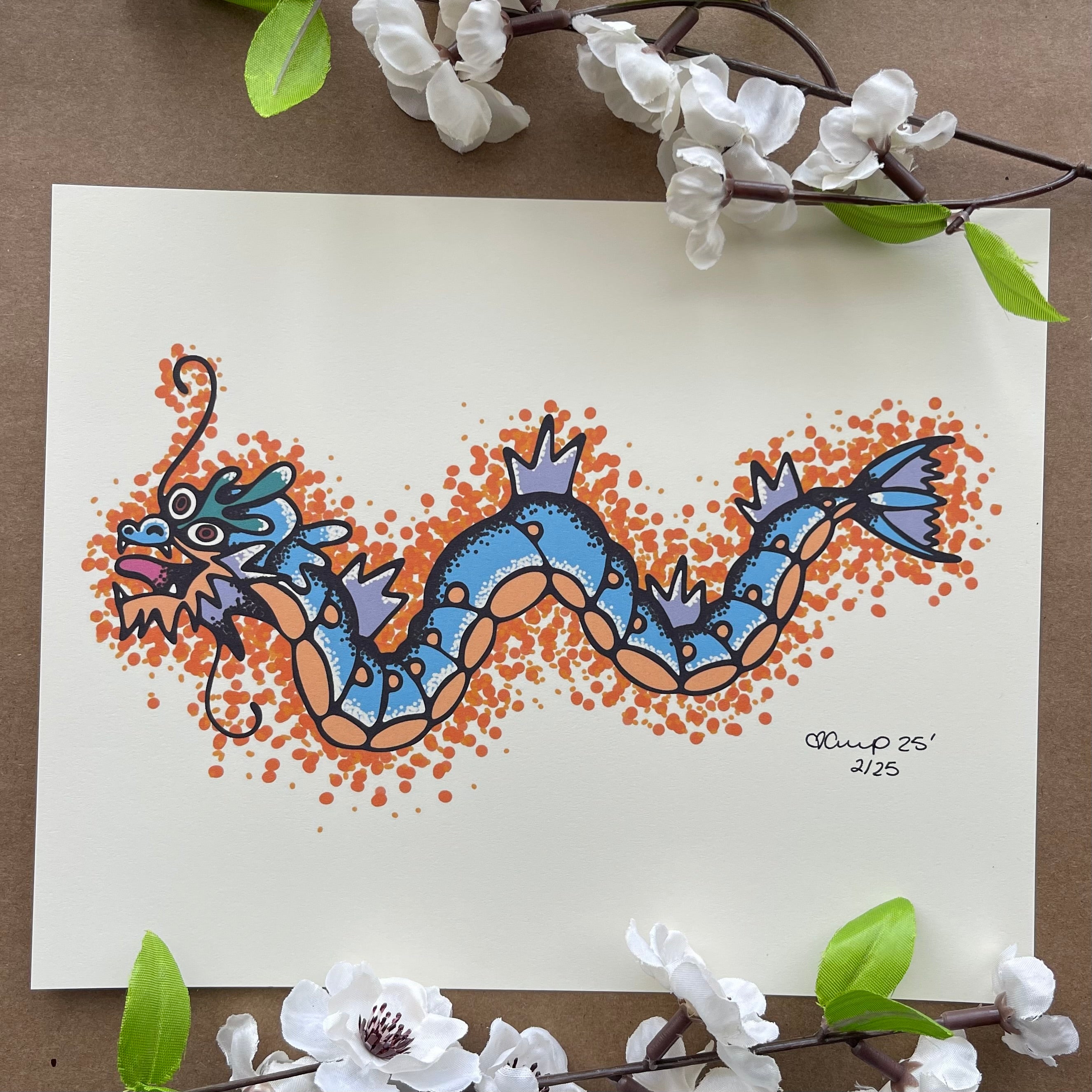 BLUE POKE DRAGON print