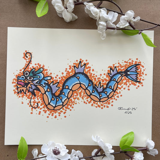 BLUE POKE DRAGON print