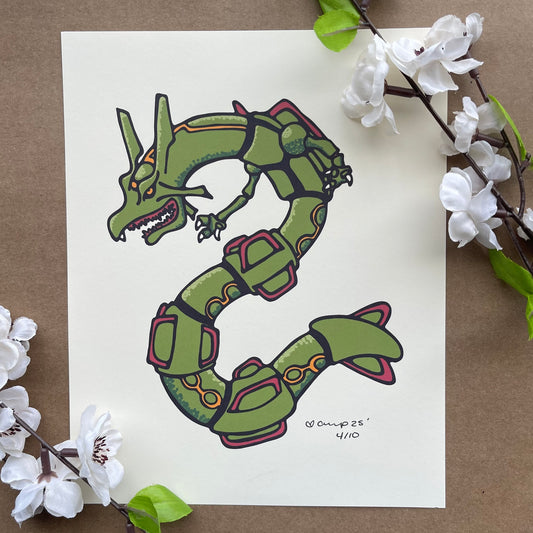 GREEN POKE DRAGON print