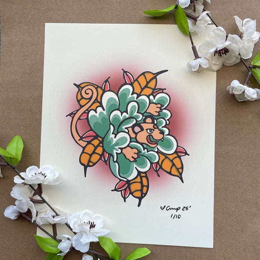 POKE PANTHER PEONY print