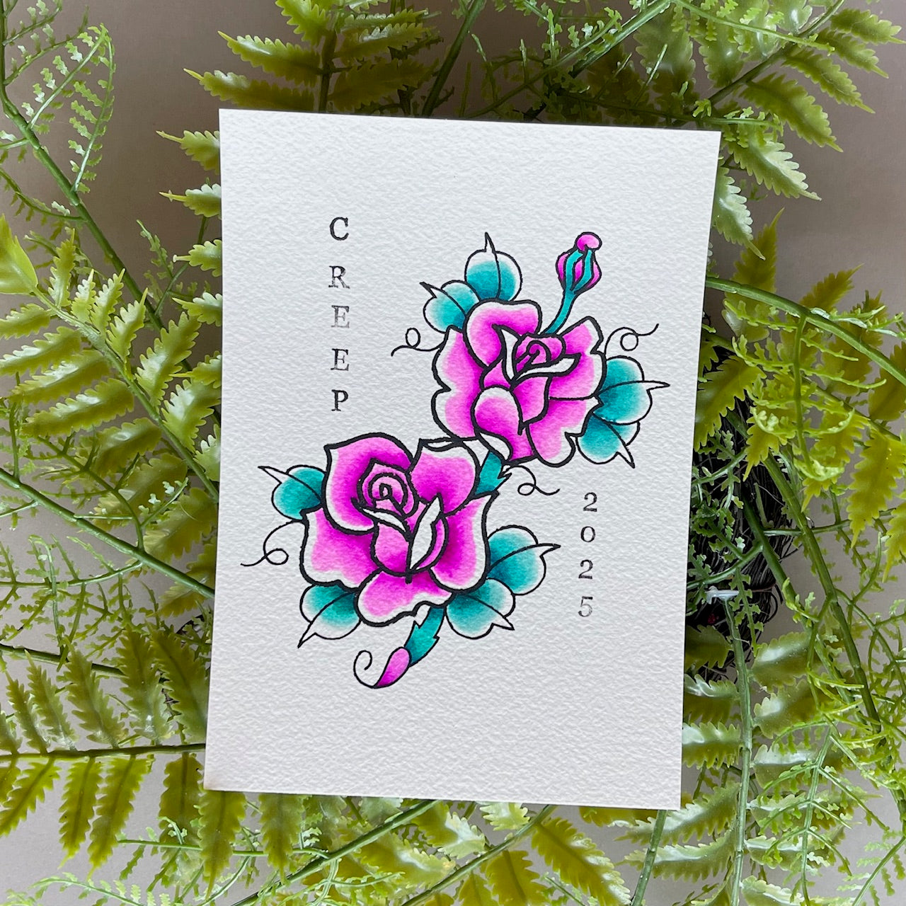 DOUBLE ROSE HAND PAINTED FLASH