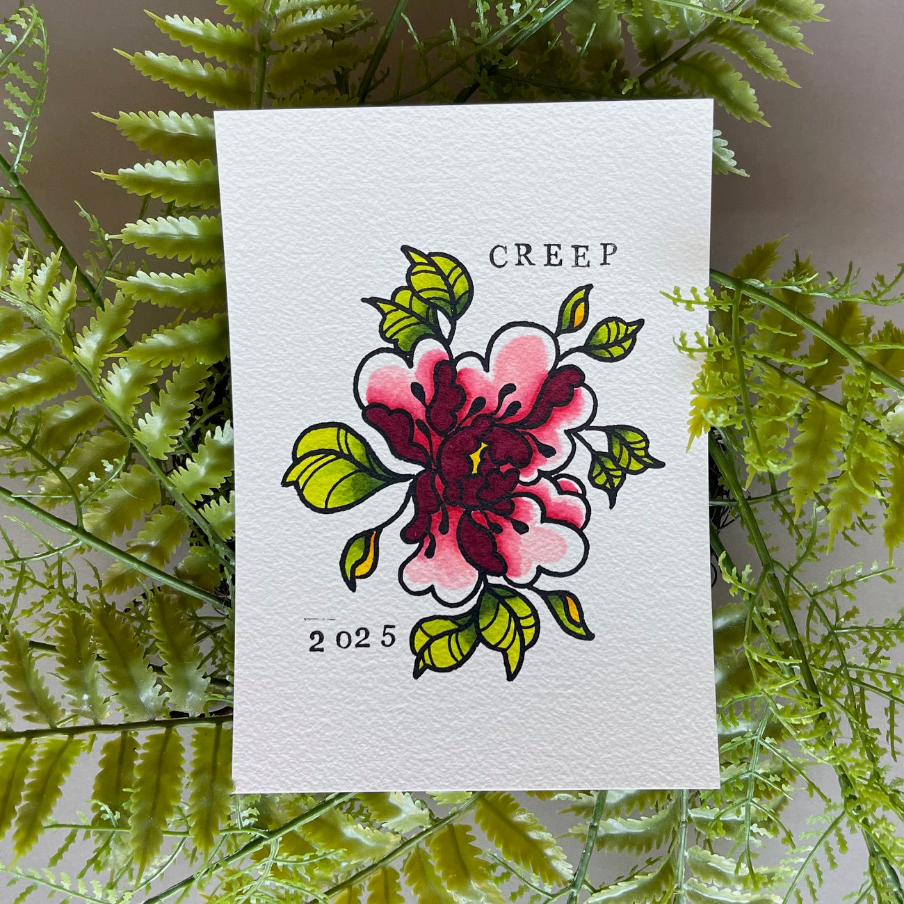 PINK PEONY HAND PAINTED FLASH